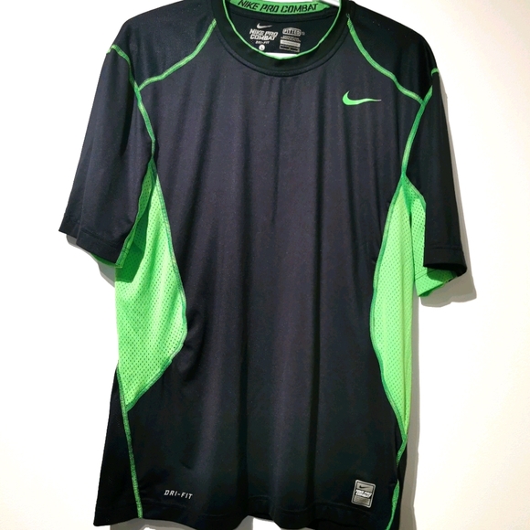 Nike DRI fit pro combat large shirt black & green